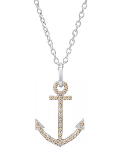 Ladies Anchor Pendant (Silver Chain Included), Available In Round Diamonds, Gemstones & Metal in 10K/14K/18K Gold & 925 Sterl...