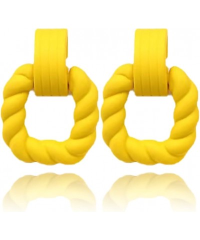 Rectangle Earrings for Women, Acrylic Square Earrings Twisted Geometric Statement Earrings Yellow $8.64 Earrings