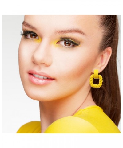 Rectangle Earrings for Women, Acrylic Square Earrings Twisted Geometric Statement Earrings Yellow $8.64 Earrings