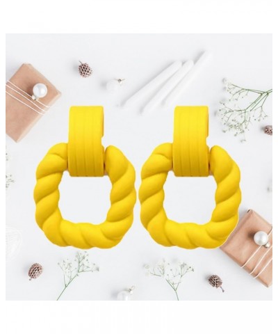 Rectangle Earrings for Women, Acrylic Square Earrings Twisted Geometric Statement Earrings Yellow $8.64 Earrings