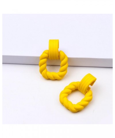 Rectangle Earrings for Women, Acrylic Square Earrings Twisted Geometric Statement Earrings Yellow $8.64 Earrings