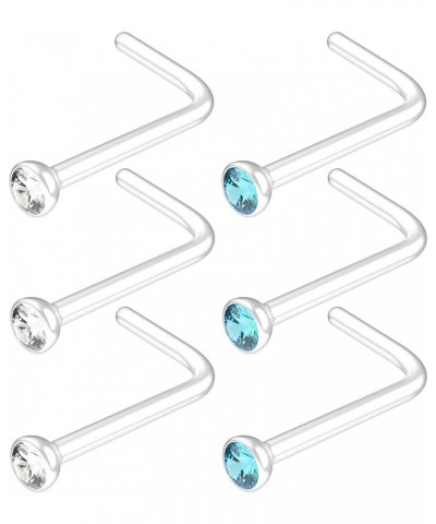 6pcs 20g Clear Nose Stud Set for Women & Men 2mm Crystal (choose COLOR) Aqua $6.89 Body Jewelry