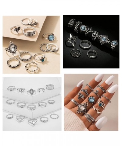 95Pcs Vintage Silver Knuckle Rings Set for Women Girls Teen, Bohemian Stackable Joint Finger Midi Rings Jewelry Set Pack $9.8...