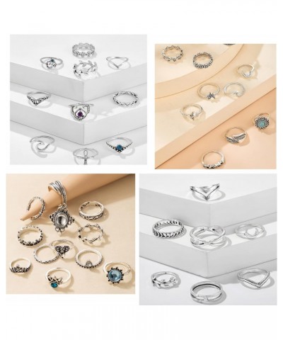 95Pcs Vintage Silver Knuckle Rings Set for Women Girls Teen, Bohemian Stackable Joint Finger Midi Rings Jewelry Set Pack $9.8...