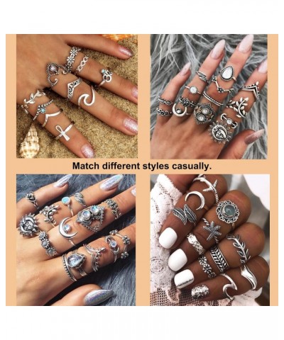 95Pcs Vintage Silver Knuckle Rings Set for Women Girls Teen, Bohemian Stackable Joint Finger Midi Rings Jewelry Set Pack $9.8...