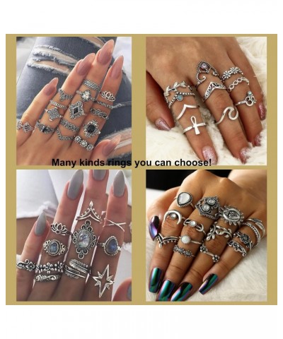 95Pcs Vintage Silver Knuckle Rings Set for Women Girls Teen, Bohemian Stackable Joint Finger Midi Rings Jewelry Set Pack $9.8...