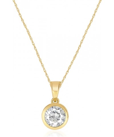 Lab Grown Bezel Diamond Necklaces For Women | Certified 1/4-1 Carat Solid 14k Gold Diamond Necklace Accompanied By Adjustable...