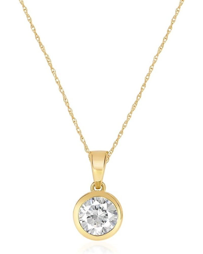 Lab Grown Bezel Diamond Necklaces For Women | Certified 1/4-1 Carat Solid 14k Gold Diamond Necklace Accompanied By Adjustable...