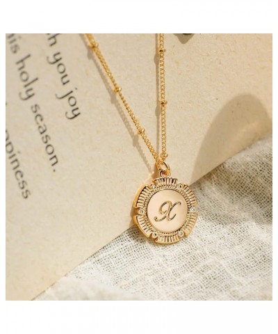 Women Layered Initial Necklaces,14K Gold Plated Adjustable Figaro Chain Dainty Necklace Personalized Engraved Letter Pendant ...