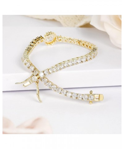 18K Gold Plated 3.0mm Bracelet Classic Hypoallergenic Cubic Zirconia Tennis Bracelet for Women 6.5-8.5 Inch Yellow Gold 6.5In...