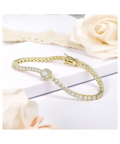 18K Gold Plated 3.0mm Bracelet Classic Hypoallergenic Cubic Zirconia Tennis Bracelet for Women 6.5-8.5 Inch Yellow Gold 6.5In...