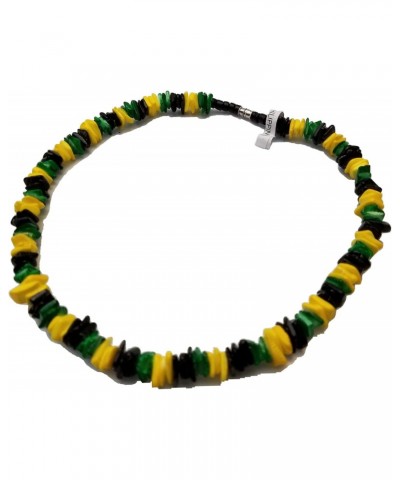 Jamaica Jamaican Rasta 18'' Rasta Stripe Clam Puka Chip Shells Necklace Tropical Necklace, Beach Neck Chain Choke Choker $9.4...