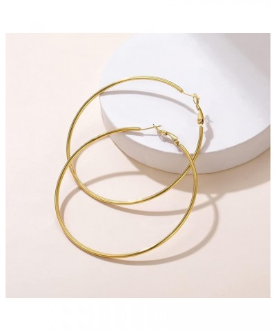 1Pair/3 Pairs Classic Medium/Big Round Loop Hoop Earrings, Lightweight Hoop Earrings in Gold/Black/Silver Tone for Women Girl...