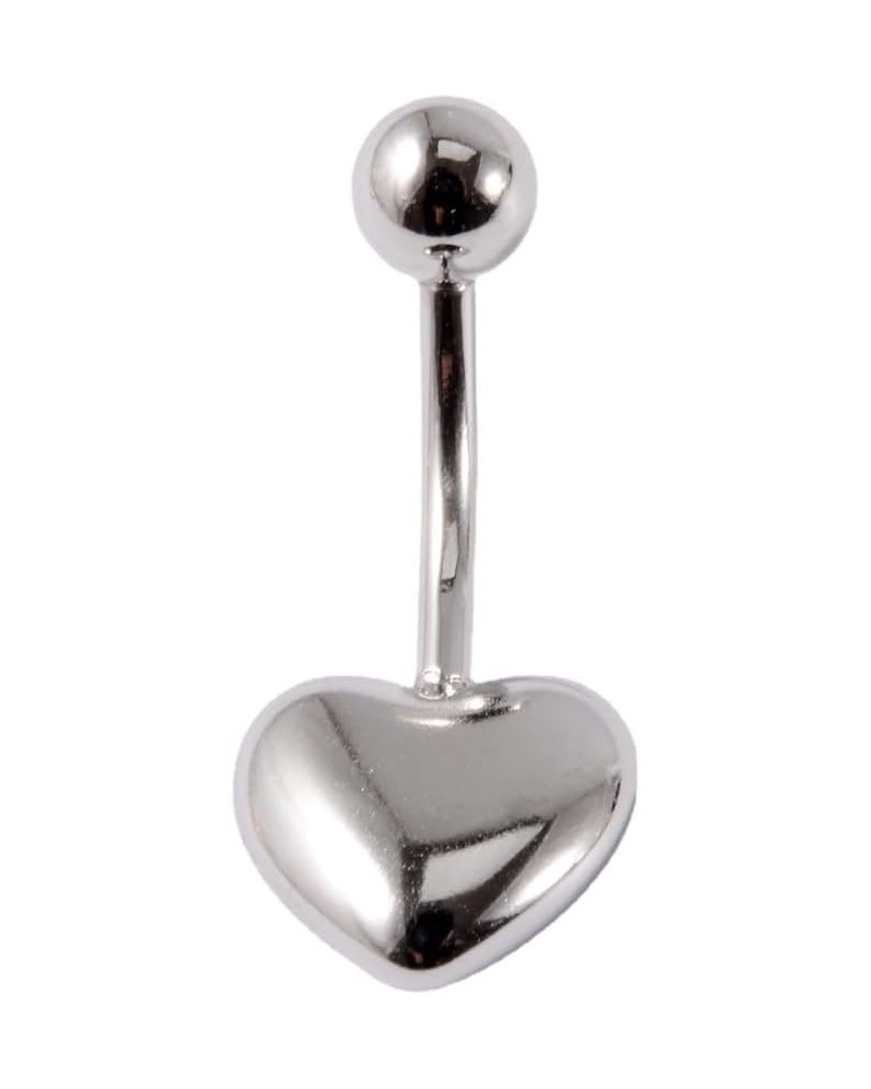 14G Heart Belly Button Ring for Women Girls Surgical Steel Curved Bar Barbell Belly Navel Piercing Studs Minimalist Dainty Bo...