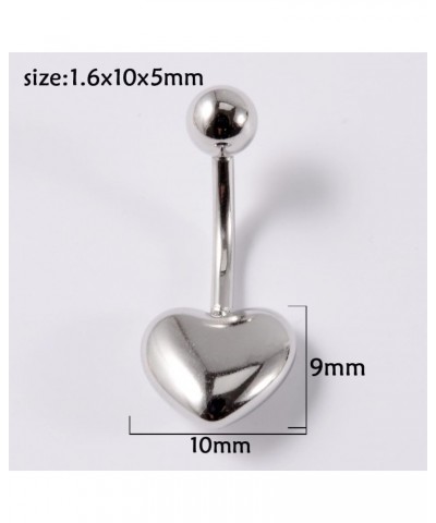 14G Heart Belly Button Ring for Women Girls Surgical Steel Curved Bar Barbell Belly Navel Piercing Studs Minimalist Dainty Bo...