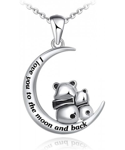 I Love You to The Moon and Back Necklace for Women,925 Sterling Silver Double Bunny Rabbit Panda Necklace Valentines Day Jewe...