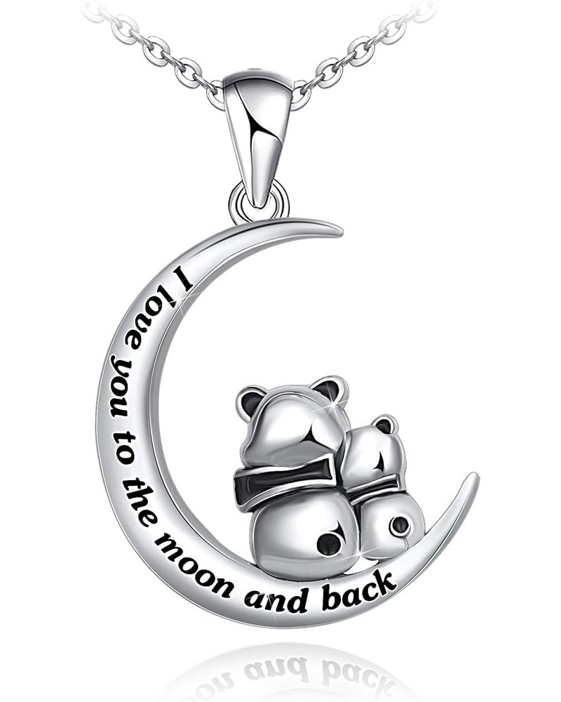 I Love You to The Moon and Back Necklace for Women,925 Sterling Silver Double Bunny Rabbit Panda Necklace Valentines Day Jewe...