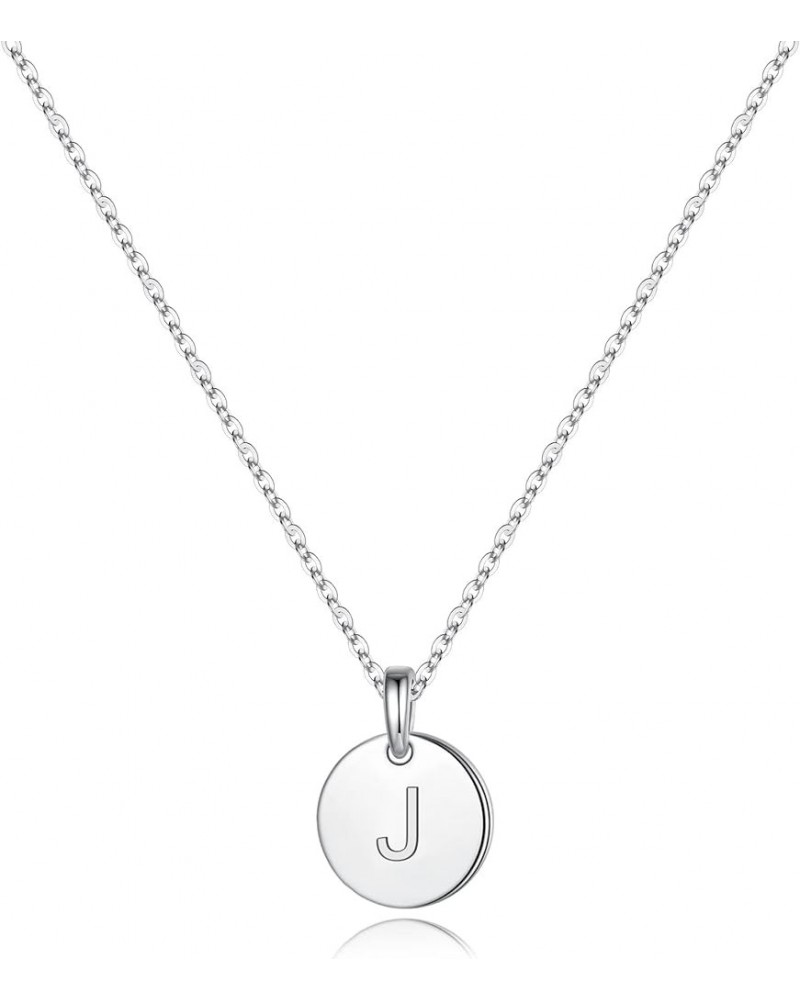 S925 Sterling Silver Initial Necklaces for Women Girls, Dainty Disc Letter Necklace Silver Initial Necklaces Tiny Hypoallerge...