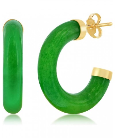 Genuine Jade Earrings for Women - Good Luck Green Jade Jewelry for Women in Hypoallergenic 14k Gold - Unique Jewelry gifts fo...