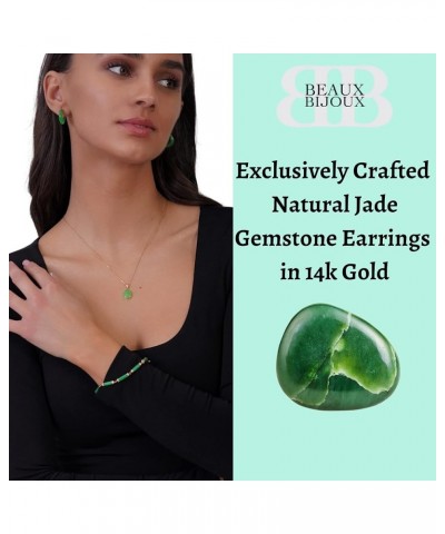 Genuine Jade Earrings for Women - Good Luck Green Jade Jewelry for Women in Hypoallergenic 14k Gold - Unique Jewelry gifts fo...