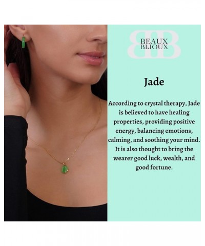 Genuine Jade Earrings for Women - Good Luck Green Jade Jewelry for Women in Hypoallergenic 14k Gold - Unique Jewelry gifts fo...