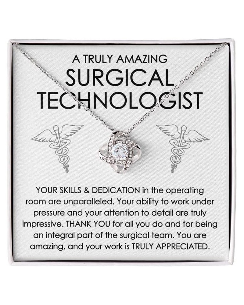 Surgical Technologist Necklace Silver Plated Love Knot Standard - Your Precision, Attention To Detail - Operating Room Techni...