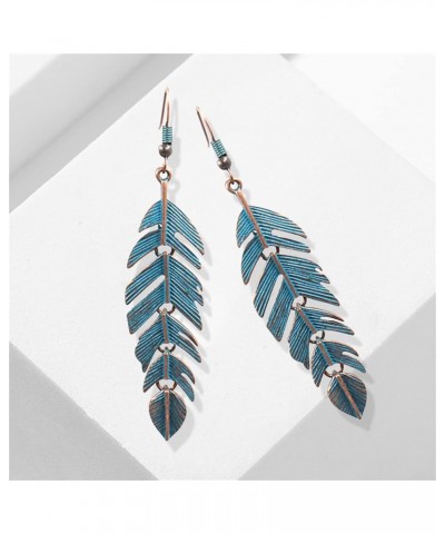 Handmade Boho Vintage Green Bronze Lightweight Statement Leaves Earrings with Detailed Texture Drop Dangle Earring for Women ...