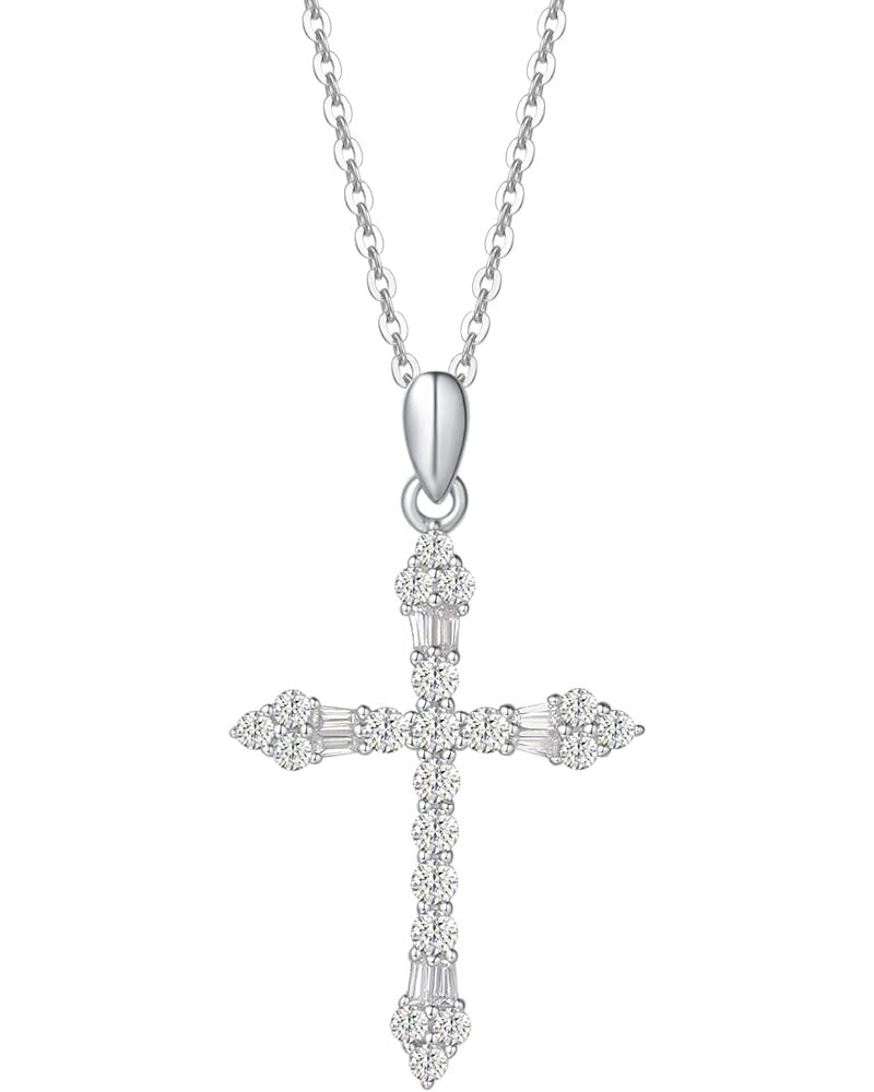 Cross Necklace For Women 925 Solid Sterling Silver Cubic Zirconia Twisted Cross Infinity Loop Princess Pendant Necklace Faith...