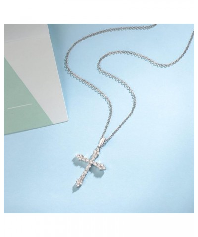 Cross Necklace For Women 925 Solid Sterling Silver Cubic Zirconia Twisted Cross Infinity Loop Princess Pendant Necklace Faith...