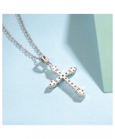 Cross Necklace For Women 925 Solid Sterling Silver Cubic Zirconia Twisted Cross Infinity Loop Princess Pendant Necklace Faith...