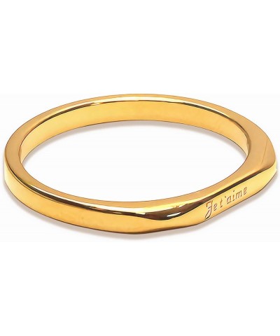 2mm Love Script Statement Ring 14K Gold Plated Titanium Stackable Comfort Ring for Women Girls Yellow Gold $10.39 Rings