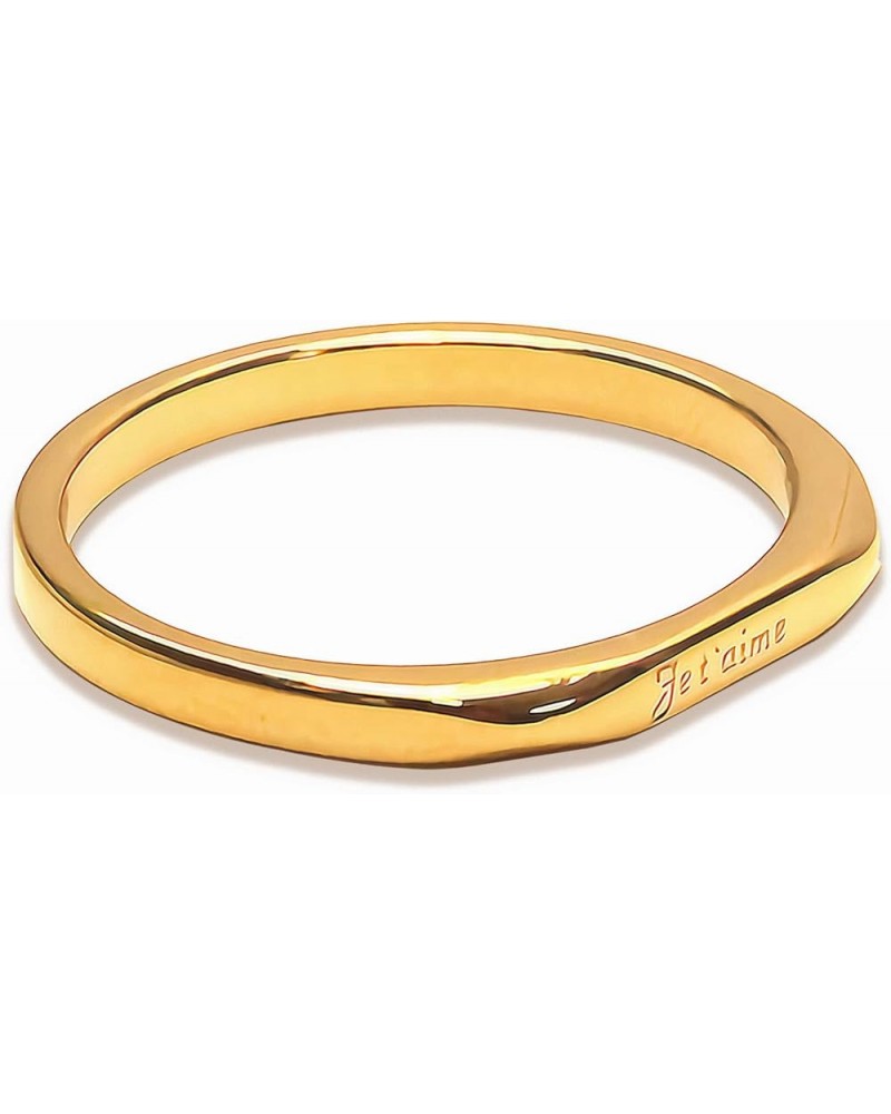 2mm Love Script Statement Ring 14K Gold Plated Titanium Stackable Comfort Ring for Women Girls Yellow Gold $10.39 Rings