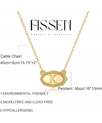 Fissen Initial Necklaces for Women 14K Gold Plated Letter Necklace Dainty Gold Name Necklace Personalized Octagon Initial Cho...