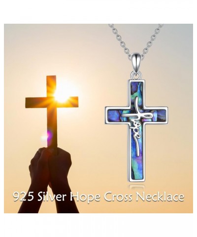 Abalone Cross Necklace 925 Sterling Silver Christian Jesus Faith Cross Jesus Jewelry Gifts for Women Man Hope $26.54 Necklaces