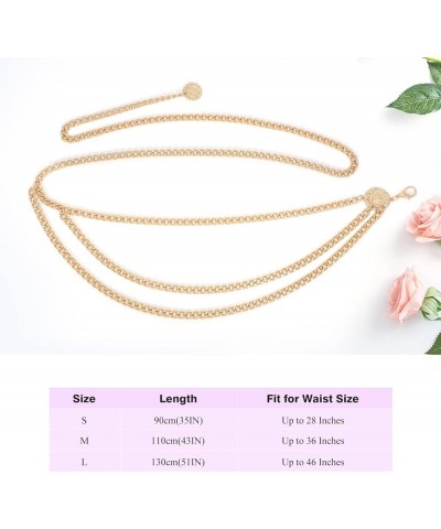 Metal Waist Chain Women Girls Adjustable Body Link Belts Fashion Belly Jewelry for Jeans Dresses Gold D-gold Tone Layer $10.7...