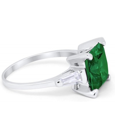 Wedding Engagement Ring Princess Cut Baguette Simulated CZ 925 Sterling Silver Simulated Green Emerald CZ $15.95 Rings