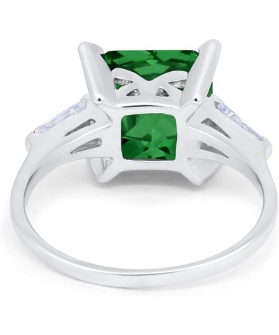 Wedding Engagement Ring Princess Cut Baguette Simulated CZ 925 Sterling Silver Simulated Green Emerald CZ $15.95 Rings