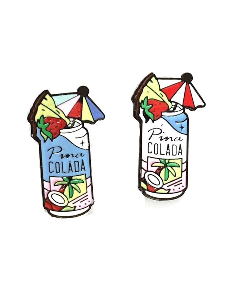 2 Pcs Fashion Cocktail Brooches For Women PINA COLADA Cartoon Beer Cocktail Cans Brooch Beverage Enamel Pin for Clothing Bags...