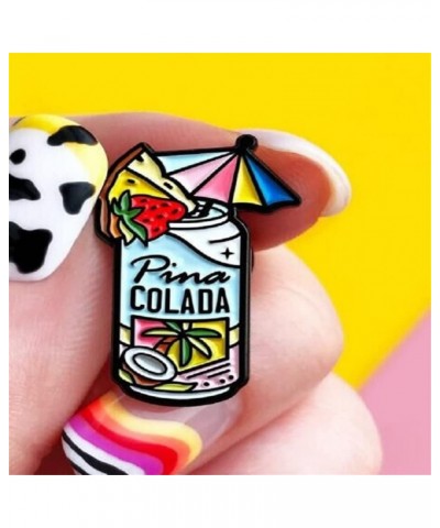 2 Pcs Fashion Cocktail Brooches For Women PINA COLADA Cartoon Beer Cocktail Cans Brooch Beverage Enamel Pin for Clothing Bags...