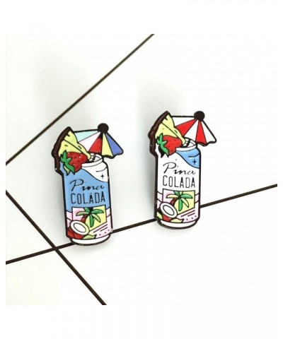 2 Pcs Fashion Cocktail Brooches For Women PINA COLADA Cartoon Beer Cocktail Cans Brooch Beverage Enamel Pin for Clothing Bags...