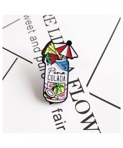 2 Pcs Fashion Cocktail Brooches For Women PINA COLADA Cartoon Beer Cocktail Cans Brooch Beverage Enamel Pin for Clothing Bags...