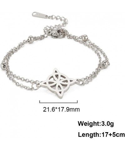 Double Celtic Knot Concentric Circles Flower Bracelet Witch Knot Amulet Paganism Hollow Double Hole Stainless Steel Jewelry G...