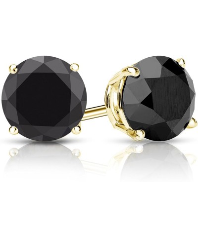 1/2 to 10 Carat Black Diamond Round Stud Earrings for Women in 14k Gold or Platinum 4-Prong Setting cttw Round Cut Natural Di...