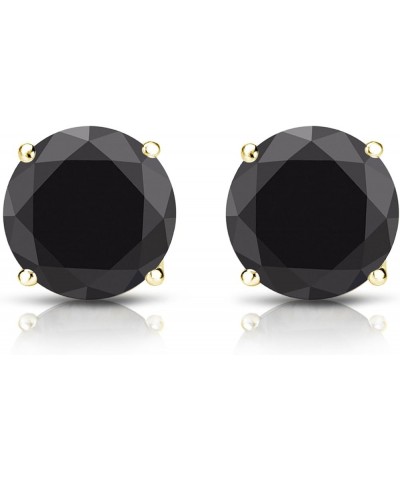 1/2 to 10 Carat Black Diamond Round Stud Earrings for Women in 14k Gold or Platinum 4-Prong Setting cttw Round Cut Natural Di...