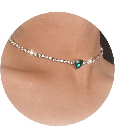 Rhinestone Choker Necklace Sparkly Crystal Necklace Chain Silver Zircon Row Necklaces Fashion Minimalist Party Prom Accessori...