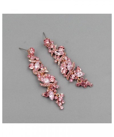 Women Pink Austrian Crystal Rhinestone Necklace Earrings Bracelet Jewelry Set Rose Gold for Prom Pink $23.59 Jewelry Sets