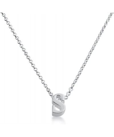 Initial Letter S Personalized Serif Font Small Pendant Necklace Thin 1mm Chain Sterling Silver 14.0 Inches $34.65 Necklaces