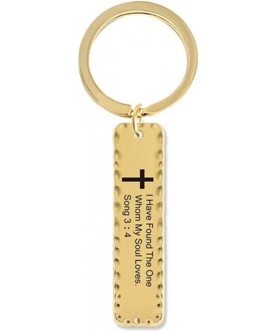 Religious Prayer Bible Verse Key chain Stainless steel long strip key chain Faith Bible verse inspired gift Gold & Song 3：4 $...