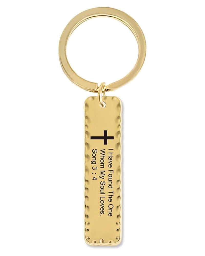 Religious Prayer Bible Verse Key chain Stainless steel long strip key chain Faith Bible verse inspired gift Gold & Song 3：4 $...