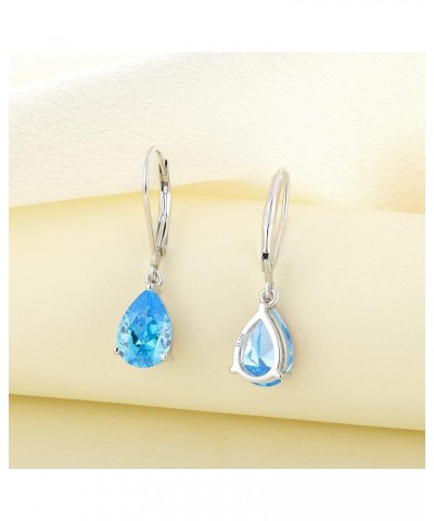 Dangle Drop Earrings 925 Sterling Silver Teardrop Leverback Earrings Birthstone Jewelry Gifts for Women 03-aquamarine-Mar $28...